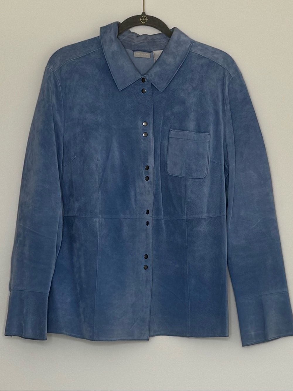 Field Gear Woman Blue Snap-Front suede Leather Shacket